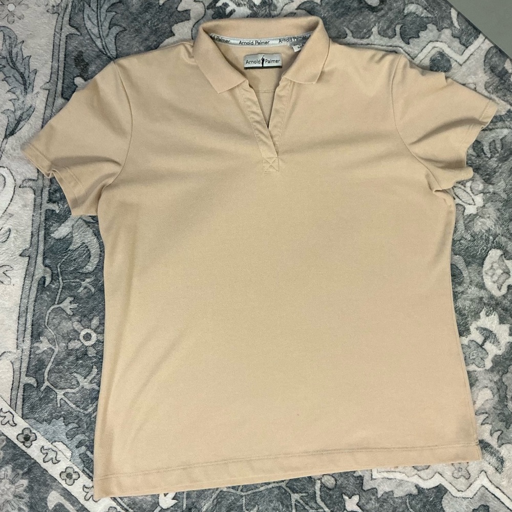 ⛳️ Arnold Palmer Women's Tan Polo Shirt M (Golf)